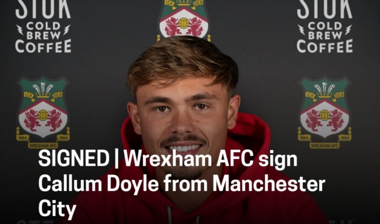 皇冠体育平台-雷克瑟姆官方：曼城21岁后卫多伊尔加盟，据悉转会费750万镑